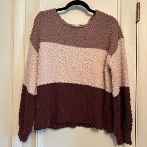 Altar'd State Pink and Cream Textured Sweater